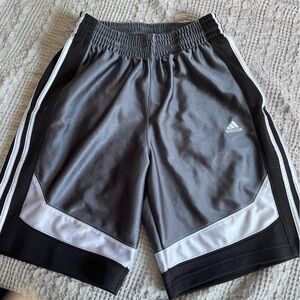 Adidas Shiny Gray and White Basketball Shorts 9” Inseam VTG